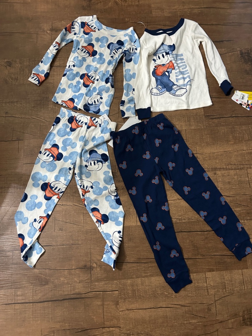 Disney Boys' Mickey Mouse 2-Pack Pajama Set in Light Blue, Navy & White Size 5T